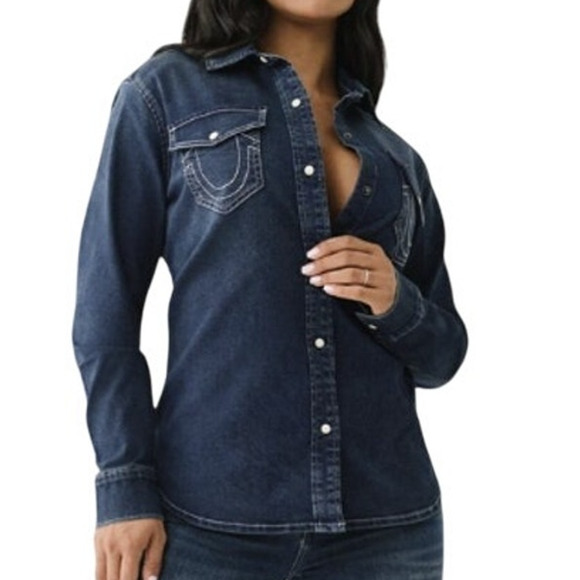 True Religion Blue Button Down Shirt - Picture 6 of 9